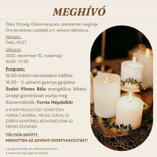 'II. adventi délután Öskü' cikk borítóképe