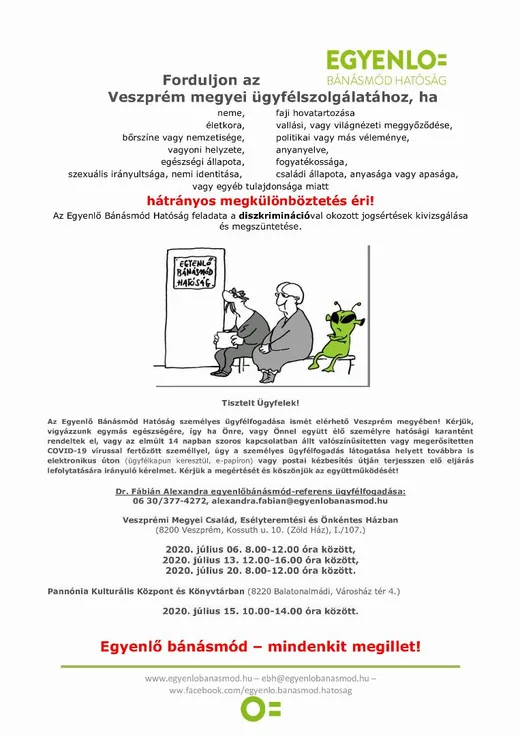 'Egyenlő bánásmód ügyfélfogadás' cikk borítóképe