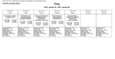 Januári étlap felnőtt szociális