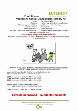 Egyenlő bánásmód ügyfélfogadás november borítóképe