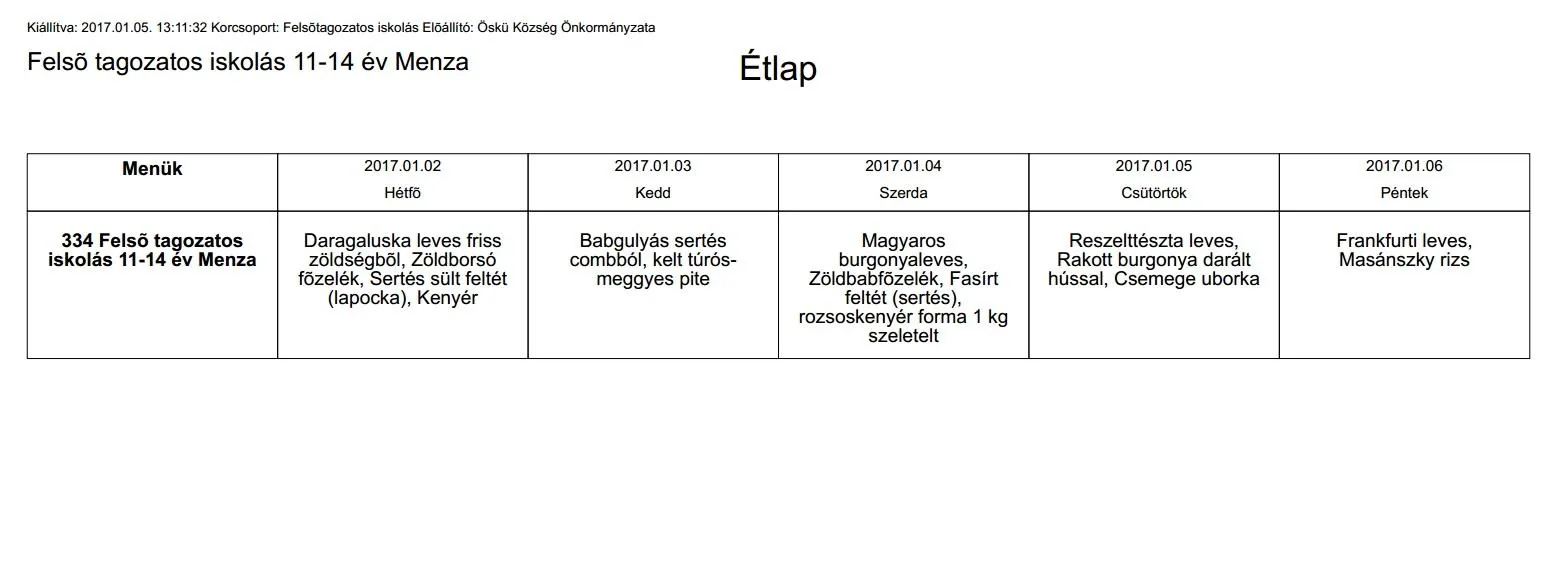 Iskola menza felsős