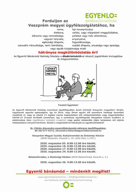 'Egyenlő bánásmód ügyfélfogadás' cikk borítóképe