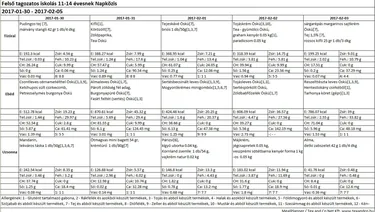 Iskola napközis felsős étlap